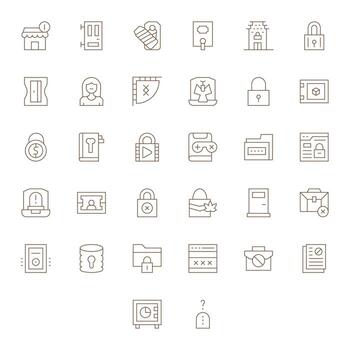 Locked Icon Library with 32 Thin Line 128x128 Display Perfect Designs vector