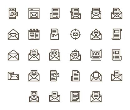 28 Bold Line Icons for Newsletter in crisp High Resolution Detail Enhanced resolution vector