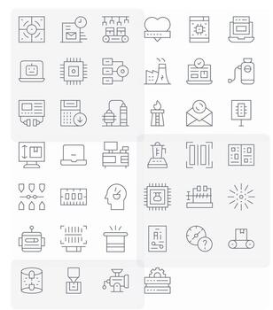 40 Retina Ready Thin Line Icons optimized for Processing Detail Enhanced display vector