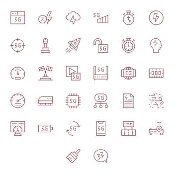 32 íconos inspirado por velocidad en píxel alineado 64 x 64 Delgado línea calidad vector