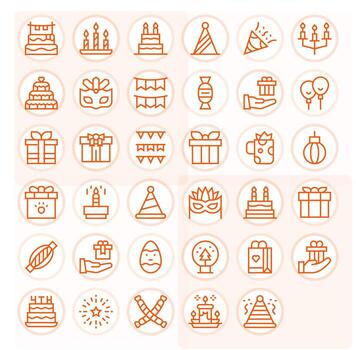 festivo icono caja de herramientas presentando 35 píxel alineado retina Listo regular línea elementos vector