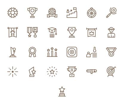 25 Editable Regular Line Icons designed for Achievement Interface vector