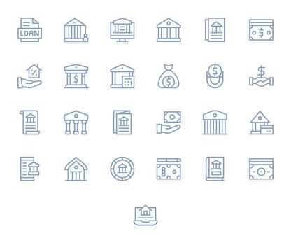 25 Icons for Loan optimized in Detail Enhanced 256x256 Regular Line resolution vector