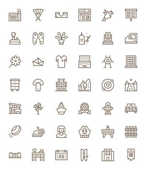 Flat Icon Arsenal with 42 256x256 Regular Line Grid Fitted designs vector