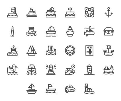 28 Bold Line Icons designed for Ship in 64x64 Grid Fitted format vector