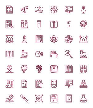Research Icon Set with 42 Regular Line High Resolution Display Perfect Graphics vector