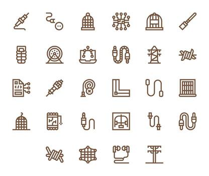 Wire Comprehensive Bundle with 28 Display Perfect Bold Line 256x256 Icons vector