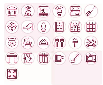 25 Regular Line Icons for Classic in crisp 256x256 Pixel Aligned resolution vector