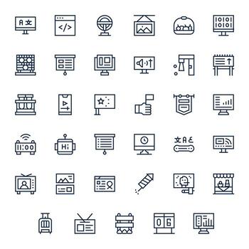 35 Display Perfect 128x128 Icons for Display in elegant Regular Line design vector