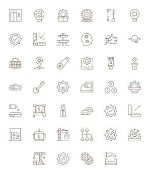 Mechanism including 40 High Resolution Thin Line Illustrations vector