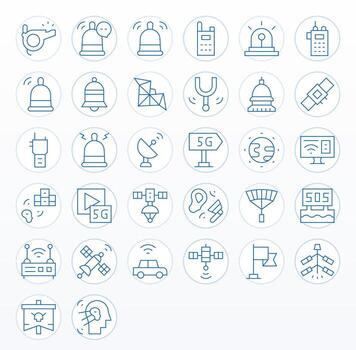 Signal Ultimate Package with 32 High Resolution Thin Line Editable Icons vector
