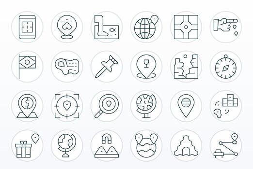 Map Modern Collection with 24 Thin Line High Resolution Display Perfect Icons vector