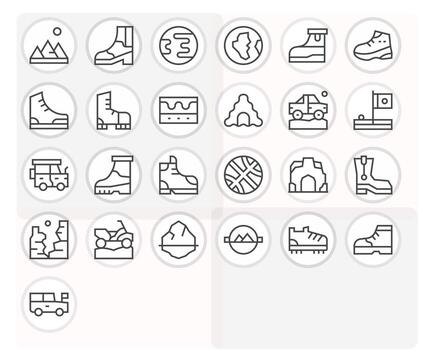 25 128x128 Regular Line Icons for Terrain with Grid Fitted precision vector