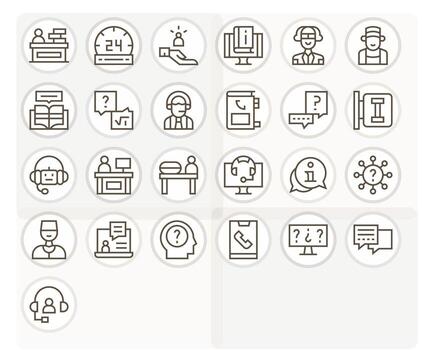 25 Regular Line Icons designed for Help Desk in Retina Ready Grid Fitted format vector
