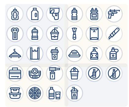 28 Icons for Plastic featuring High Resolution Pixel Optimized Bold Line Graphics vector