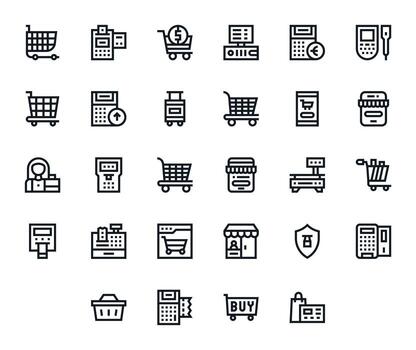 28 Icons for Checkout featuring 256x256 Display Perfect Bold Line Graphics vector