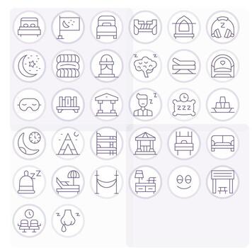 Rest Modern Collection with 32 Thin Line High Resolution Grid Fitted Icons vector