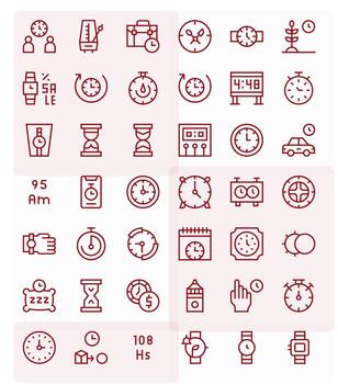 42 Regular Line Pixel Optimized Retina Ready Icons from Clock Suite vector