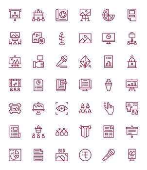 Presentation Icon Arsenal with 42 128x128 Regular Line Pixel Aligned designs vector