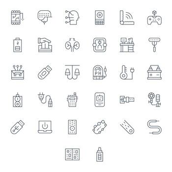 Electronics Comprehensive Bundle with 32 Editable Thin Line 256x256 Icons vector