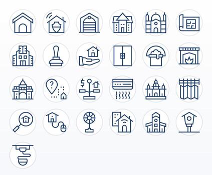 casa escalable conjunto presentando 25 píxel alineado regular línea retina Listo íconos vector