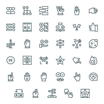 35 128x128 regular línea íconos para elección con monitor Perfecto precisión vector