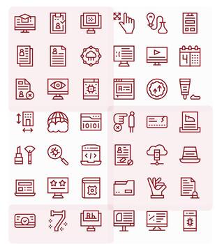 Application Digital Pack containing 42 Pixel Aligned Regular Line 256x256 Icons vector
