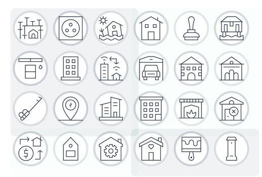 24 Delgado línea píxel optimizado vectores para casa tema