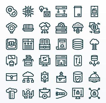 36 Pixel Optimized Bold Line Icons designed for Cloud Storage Interface vector