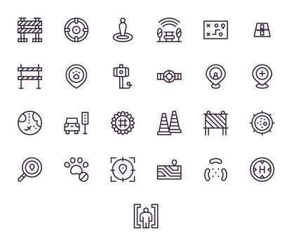 25 regular línea píxel Perfecto íconos para zona gráficos vector