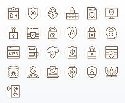 Digital Security Retina Ready Icon Pack with 25 Regular Line Editable Elements vector