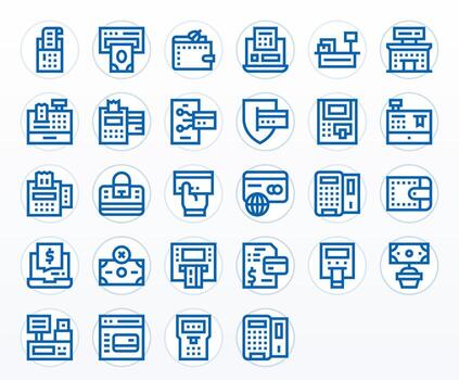 28 Editable Bold Line Icons designed for Debit Card Interface vector