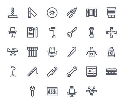 negrita línea estilo ajustable íconos con 28 alto resolución píxel Perfecto diseños vector