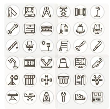 36 Icons inspired by Adjustable in Pixel Optimized 256x256 Bold Line quality vector