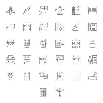 32 PIXEL Perfect Thin Line Icons designed for Terminal Interface vector