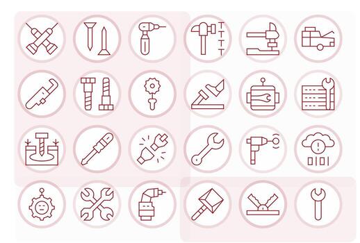 Fixing Icon Repository containing 24 Thin Line 128x128 Grid Fitted graphics vector