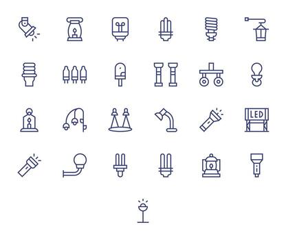 Light Source Ultimate Package with 25 64x64 Regular Line Detail Enhanced Icons vector