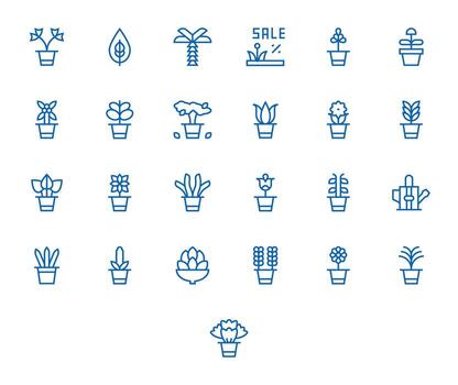 25 Regular Line Grid Fitted High Resolution Icons from Greenery Suite vector
