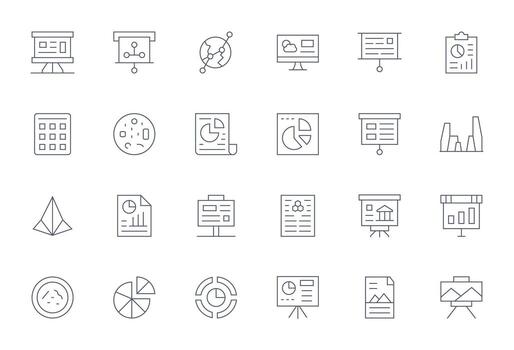 24 Display Perfect Icons themed around Infographic in 256x256 Thin Line format vector
