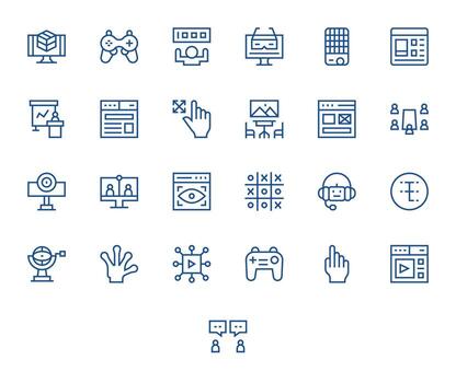 interactivo moderno colección con 25 regular línea 128x128 píxel optimizado íconos vector