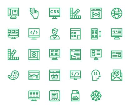 28 Bold Line Pixel Aligned Vectors for Web Design Theme