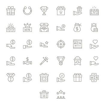 32 Delgado línea píxel optimizado diseños para recompensa alto resolución íconos vector