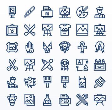 Bold Line Pixel Aligned Icons from Artwork Set with 36 High Resolution Icons vector