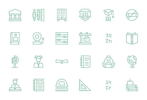 School Exclusive Set featuring 24 Thin Line Display Perfect High Resolution Icons vector