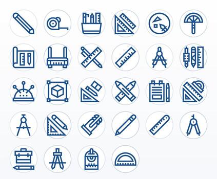 28 128x128 Pixel Optimized Icons for Drafting in Bold Line Theme vector