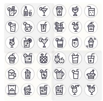36 High Resolution Pixel Optimized Icons for Iced in Bold Line Theme vector