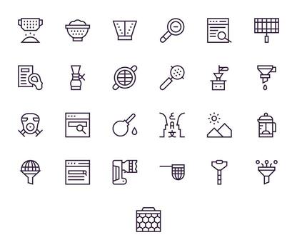 25 High Resolution Regular Line Icons for Filter with Display Perfect precision vector