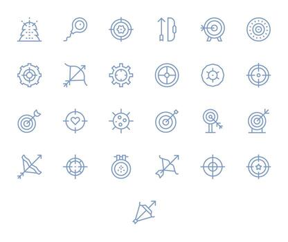 Aim Pixel Aligned Set with 25 64x64 Regular Line Icons vector