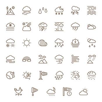 35 Regular Line Display Perfect Icons tailored for Forecast 64x64 interface vector