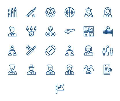 25 Regular Line Pixel Aligned Icons crafted for Team 256x256 applications vector